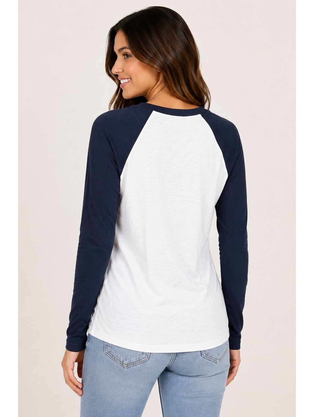 NWT Six Fifty White Navy Long Sleeve Top Size Medium - Picture 2 of 7